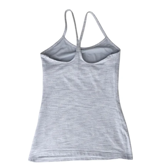 Lululemon Power Y Tank Top Heathered Rocksteady Gray Sleeveless Athletic Shirt 4 - Picture 3 of 6